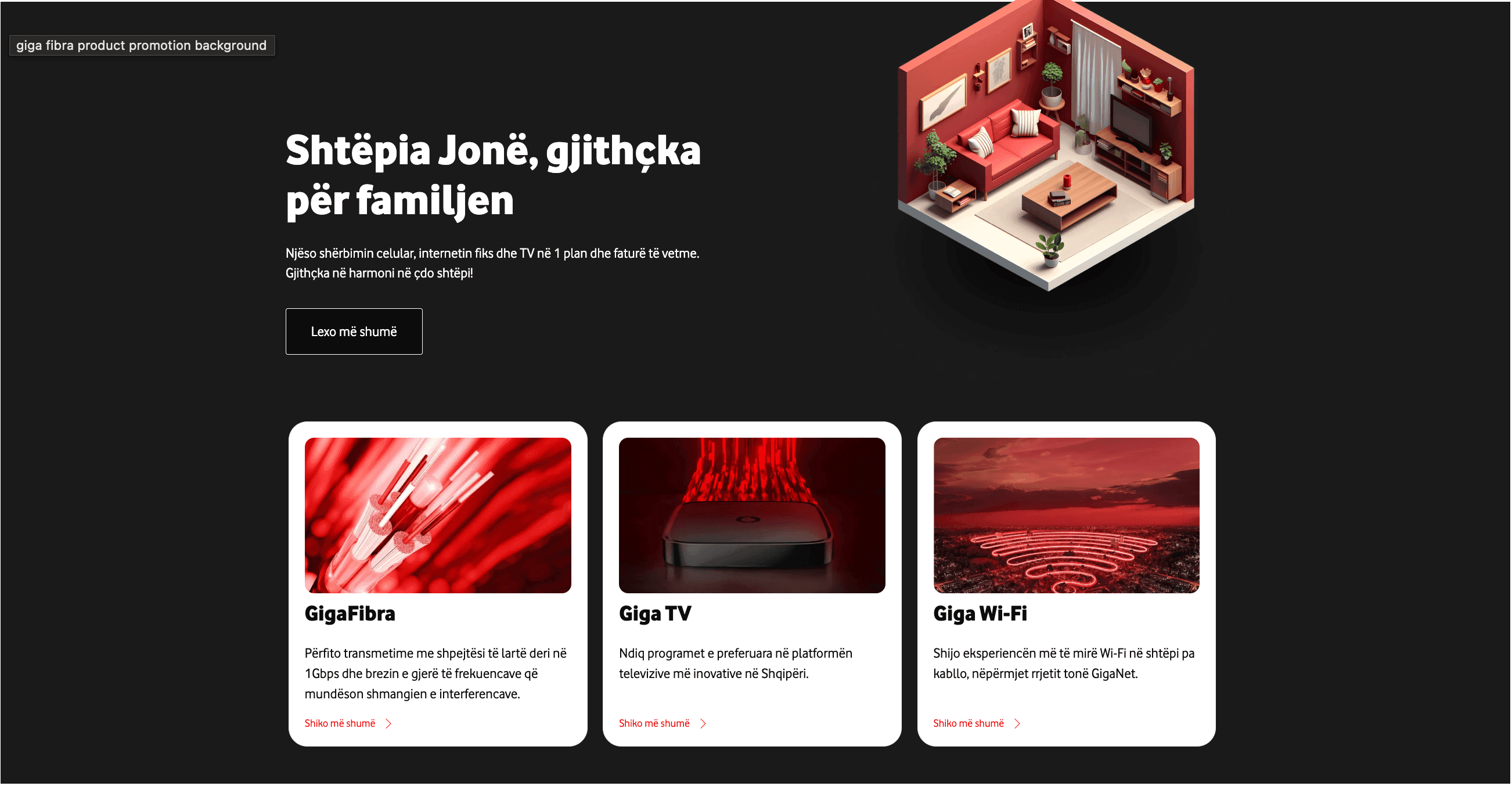 Vodafone Albania — Page structure